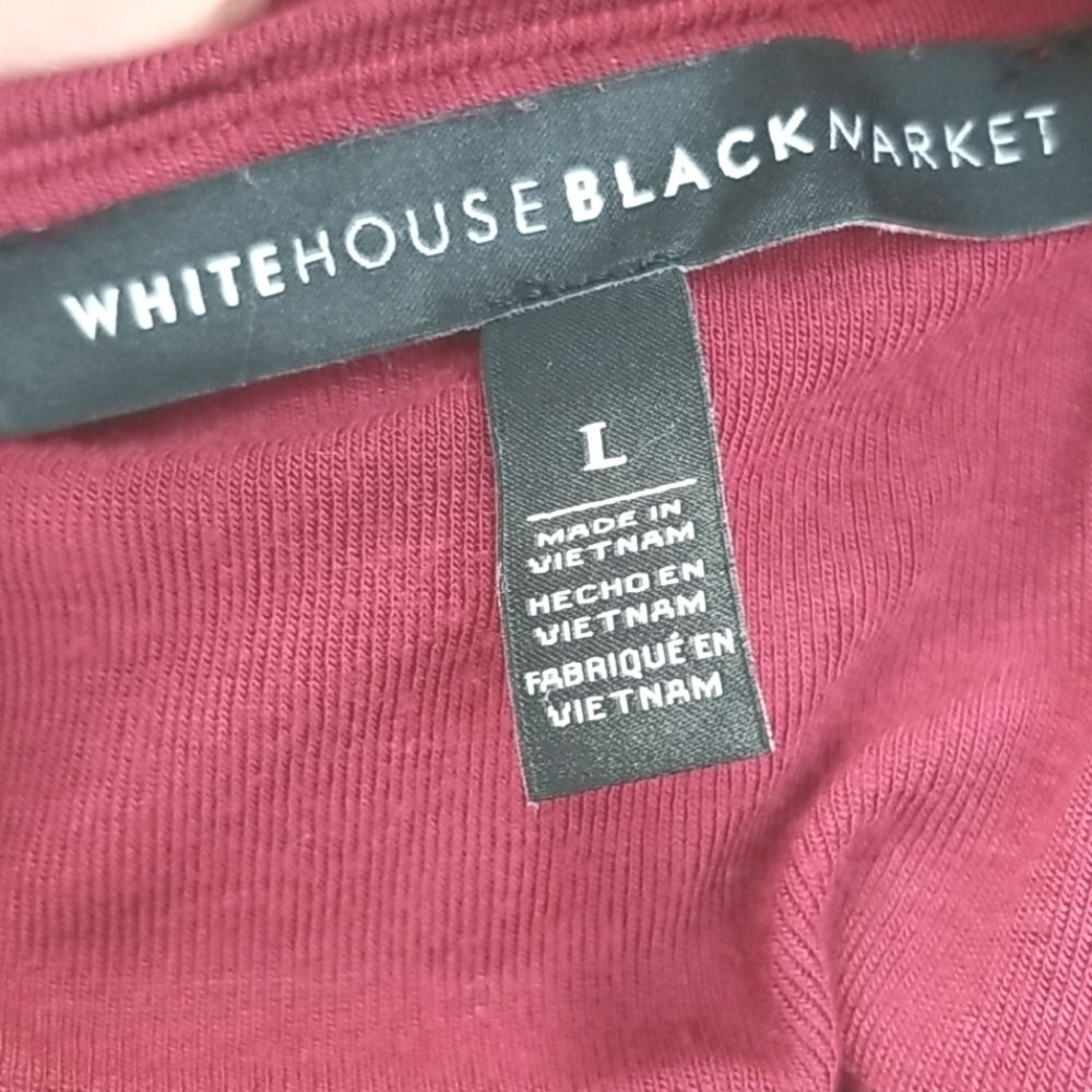 WHITE HOUSE BLACK MARKET Red Cold Shoulder Top, L - Picture 8 of 9